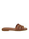 Kalista Leather Women's Flat Sandals in Tabac Brown Color