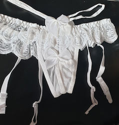 Offener G-String Strumpfhalter Weiß