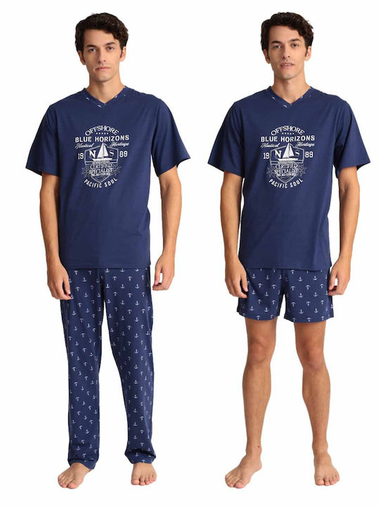 Lydia Creations Men's Summer Pajamas Set BLUE