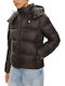 Women's Short Puffer Jacket for Winter Black