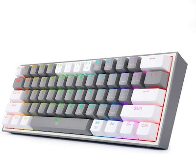 Redragon K617 FIZZ Gaming Mechanical Keyboard 60% with Custom Red switches and RGB lighting (US English) Grey / White