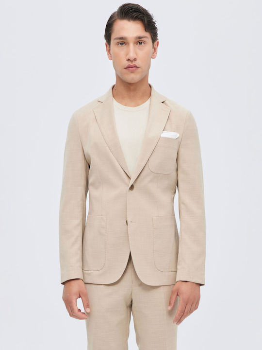 Beige Stretch Slim Fit Suit Aristoteli Bitsiani