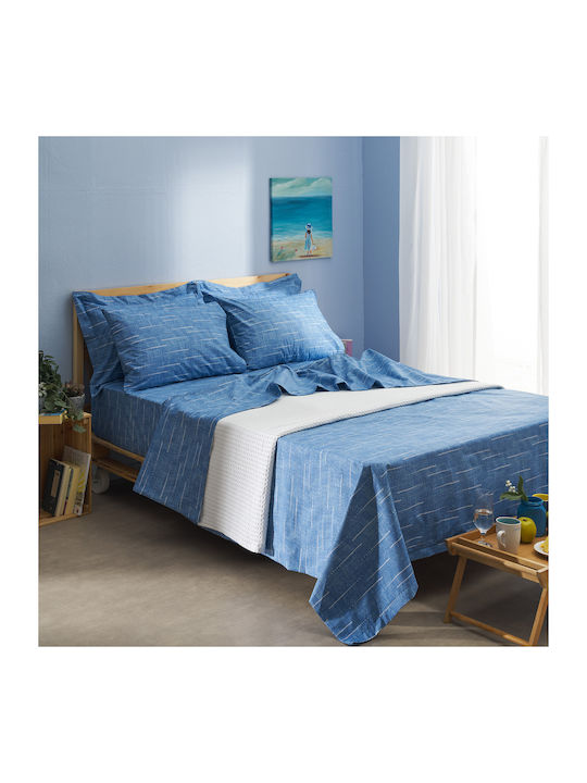 Charalambidis Textiles Κουβερλί Υπέρδιπλο από Βαμβάκι & Πολυεστέρα Μπλε 220x230cm