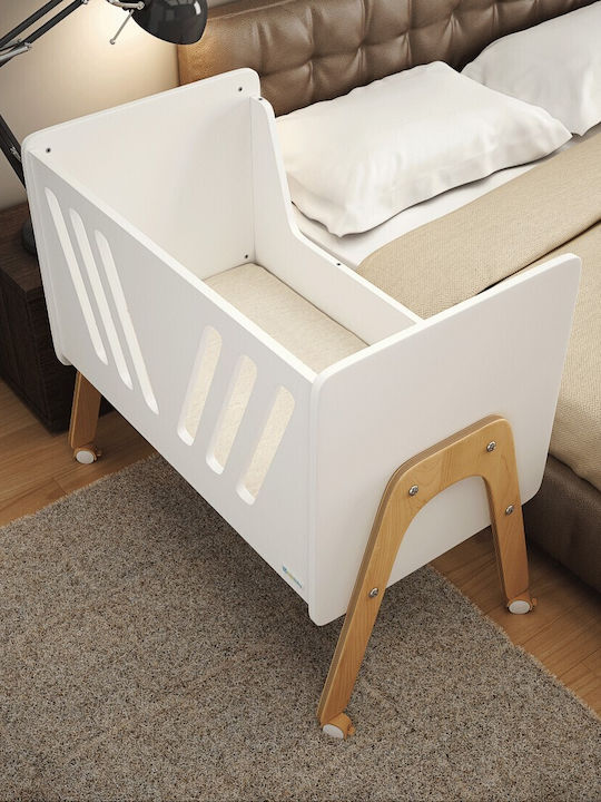 Casababy Cradle Genius with Mattress, Side Opening, and Wheels Mint