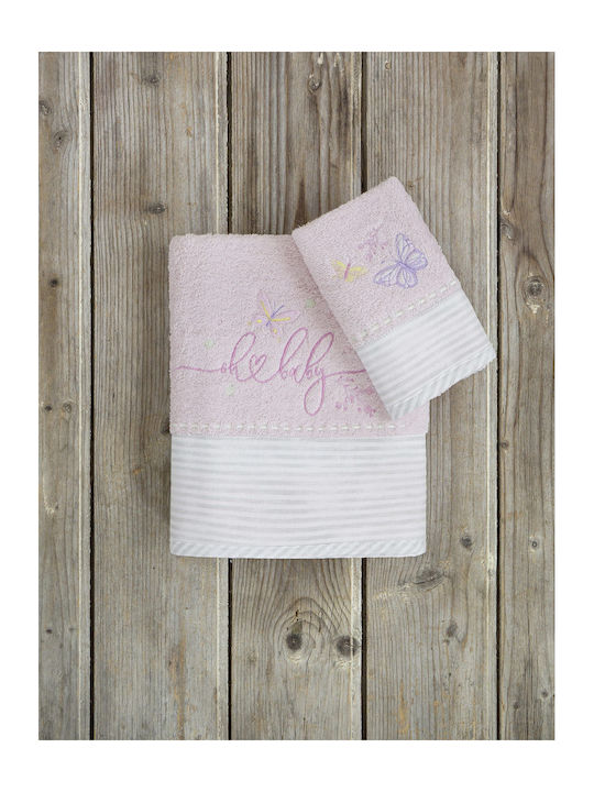 Nima Set of baby towels 2pcs Pink 70 cmx140cm