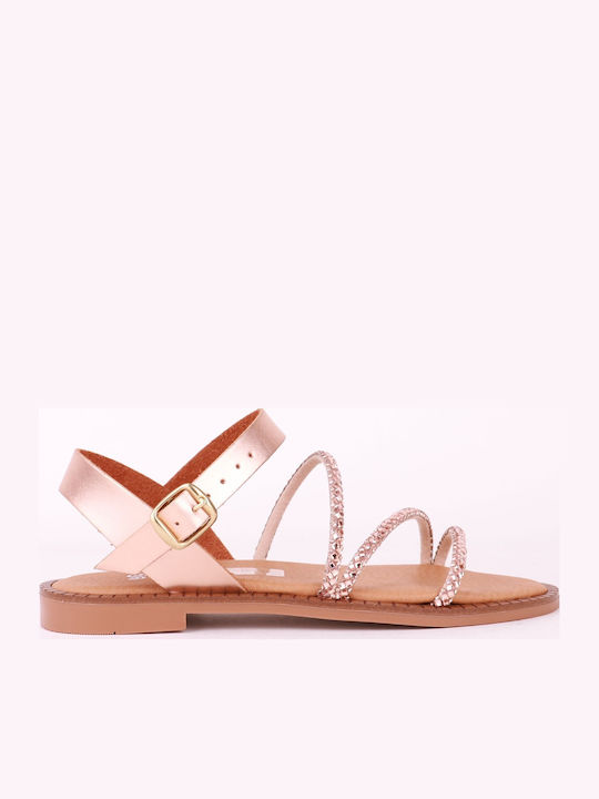 Gshoes Γυναικεία Σανδάλια Ροζ Χρυσό