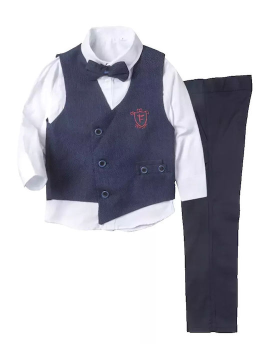 Online Baptism Suit with Vest for Boys Blue