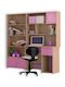 Kids Desk with Library made of Melamine Pink 100x55x80cm