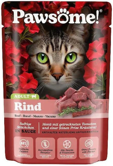 Pawsome Pawsome Υγρή Τροφή για Ενήλικες Γάτες σε Φακελάκι με Βοδινό 85gr