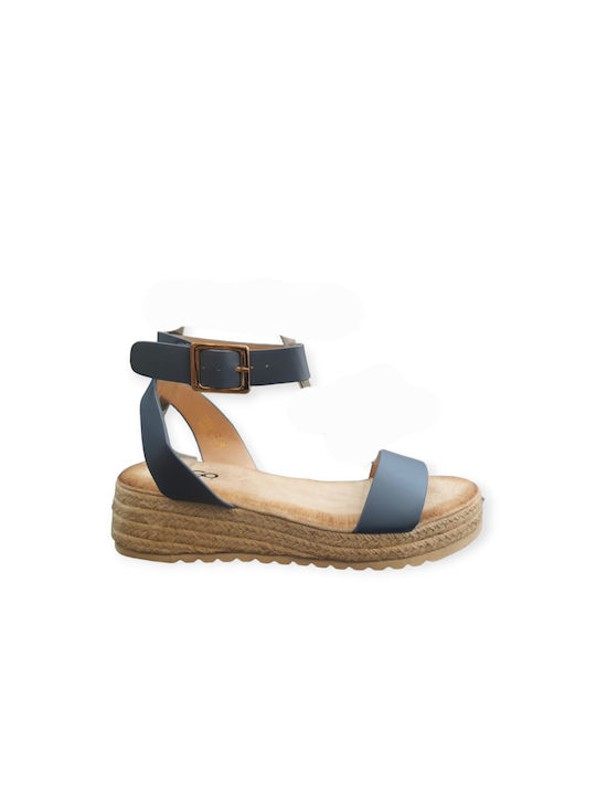 GoGo Shoes Women's Ankle Strap Platforms Blue