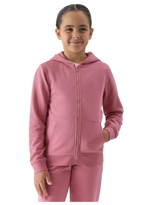 4F Kids Sweatshirt Cardigan Cotton with Hood Pink