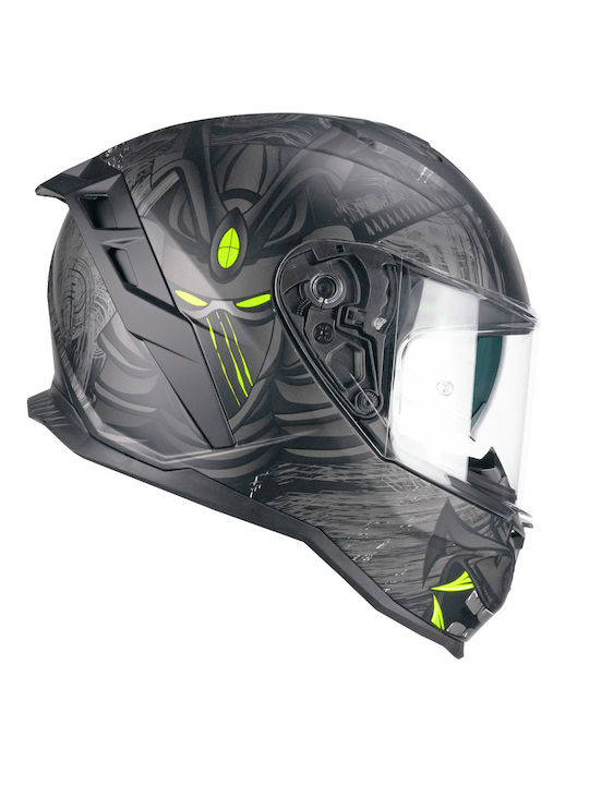 CGM Shot Nippo 363S Black/Yellow Fluo Matt Cască Moto Față întreagă ECE 22.06 1550gr cu Sunvisor