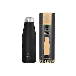 Estia Travel Flask Save the Aegean Recyclable Stainless Steel Thermos Bottle BPA Free 500ml Midnight Black Estia Travel Flask Save the Aegean Recyclable Stainless Steel Thermos Bottle BPA Free 500ml Midnight Black
