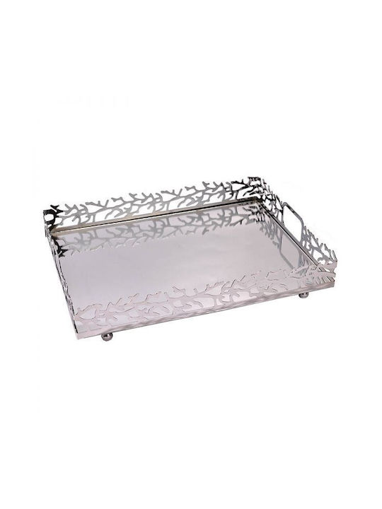 Αrte E Argneto Wedding Tray Glass / Metallic with Mirror Silver 1pcs