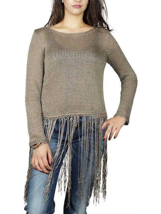 Aggel Damen Crop Pullover Braun