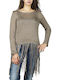 Damen Kurz Pullover Braun