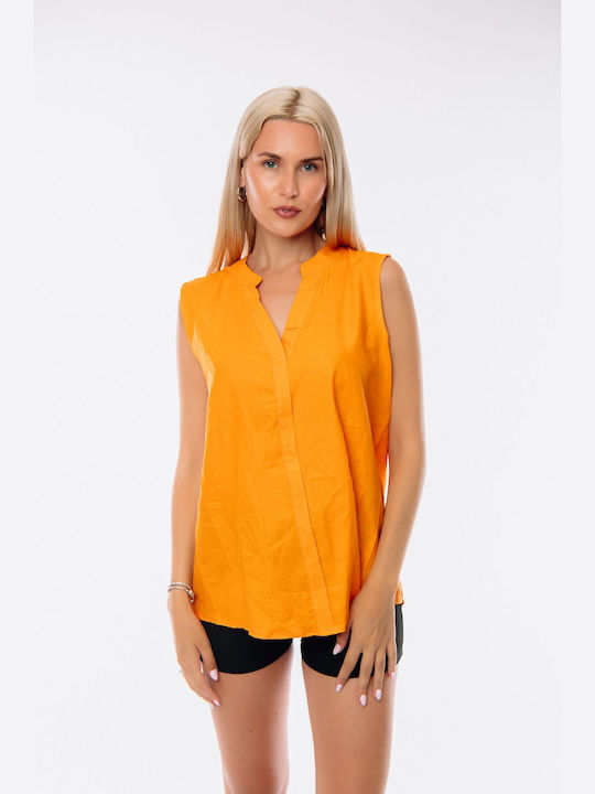 Dress Up Damen Bluse Ärmellos orange