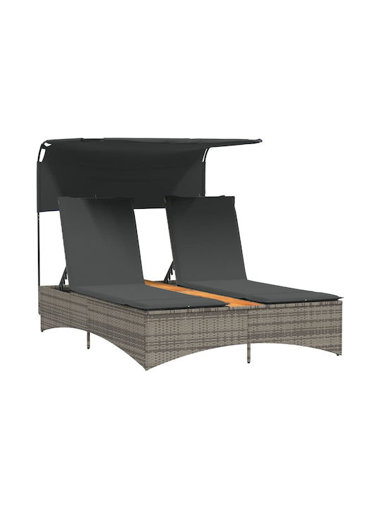 Liegestuhl Doppelter Rattan mit Kissen & Sonnen...