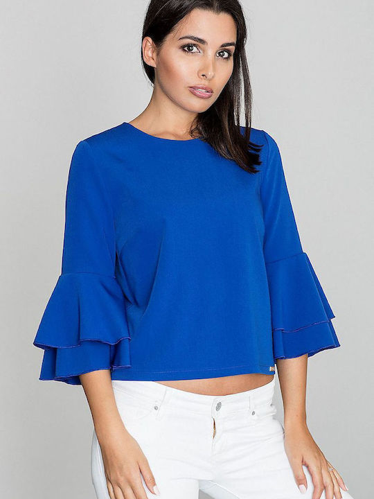 Figl Damen Bluse mit Knöpfen Blau