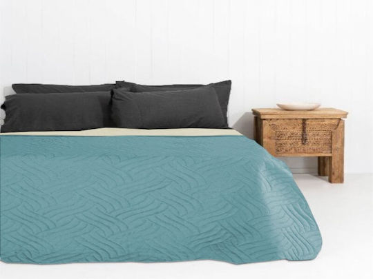 Coverlet Queen Size Turquoise-Beige 220x240cm