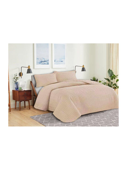 Σετ Κουβερλί Μονό Microfiber Μπεζ 160x240cm 2τμχ