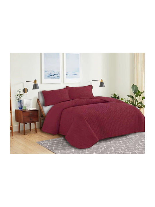 Set Tagesdecken Übergröße Mikrofaser Burgundisch 220x240cm 3Stücke KYKLI-1682-Y-MBOR