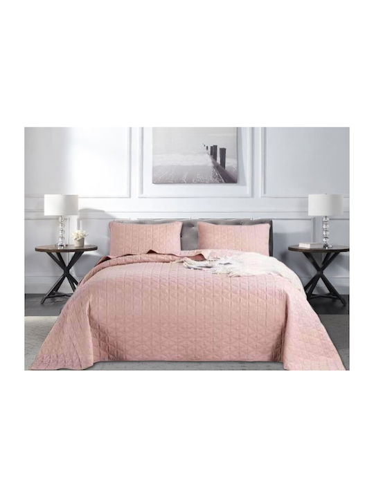 Diamond Σετ Κουβερλί King Size Microfiber Σομόν 250x270cm 3τμχ