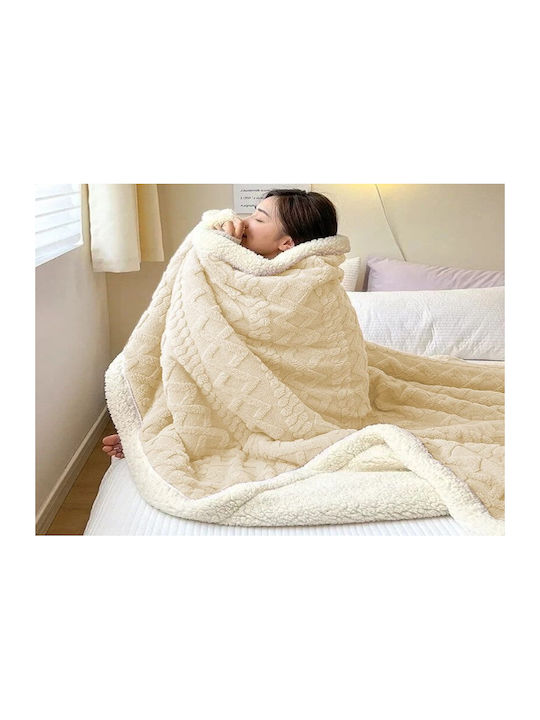 Soft Blanket Sherpa Fleece Single 160x220cm. Ecru