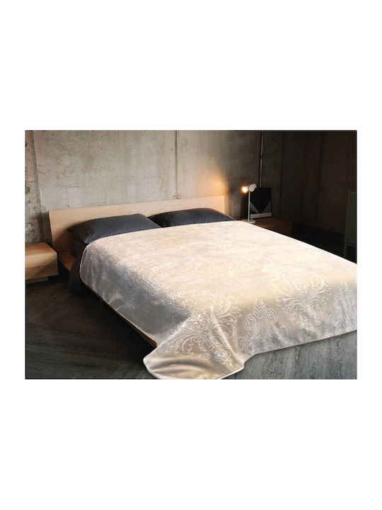 Samtige Übergröße Decke 220x240cm Hellbeige