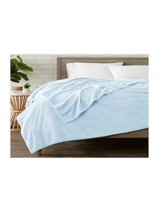 Fleece Double Blanket 200x230cm Light Blue