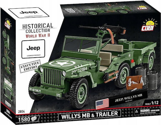 Cobi Building Blocks Willys MB Trailer Executive Edition for 7+ Years 1580 Pieces