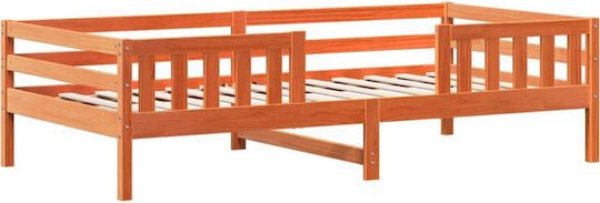 Pat pentru Copii Clasic Single Maro pentru Saltea 100x200cm