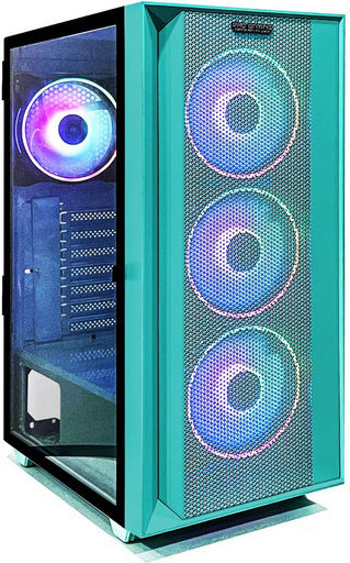 ProGaming Pro Gaming Jungle Mini Tower Computer Case with Side Window and ARGB Lighting Turquoise