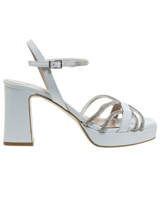 Mourtzi Platform Leather Women's Sandals White with Low Heel