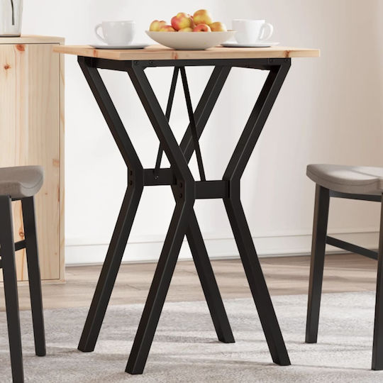 Square Dining Room Table from Solid Wood and Metal Brown 50x50x75cm