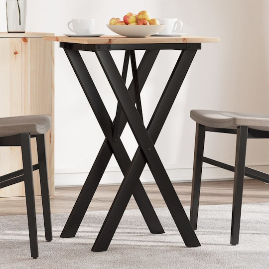 Square Dining Room Table from Solid Wood & Metal Brown 50x50x75cm