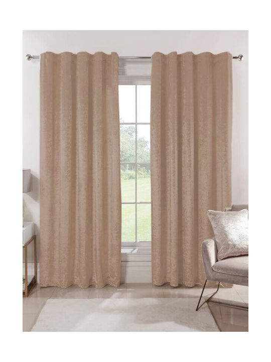 Κουρτίνα με Τρέσα Luxury Velour Μπεζ 280x290εκ.