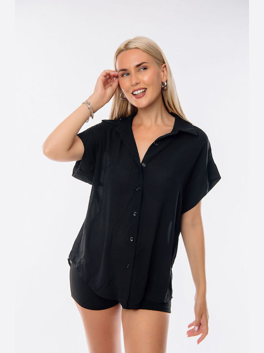 Dress Up Women's Short Sleeve Shirt Black
