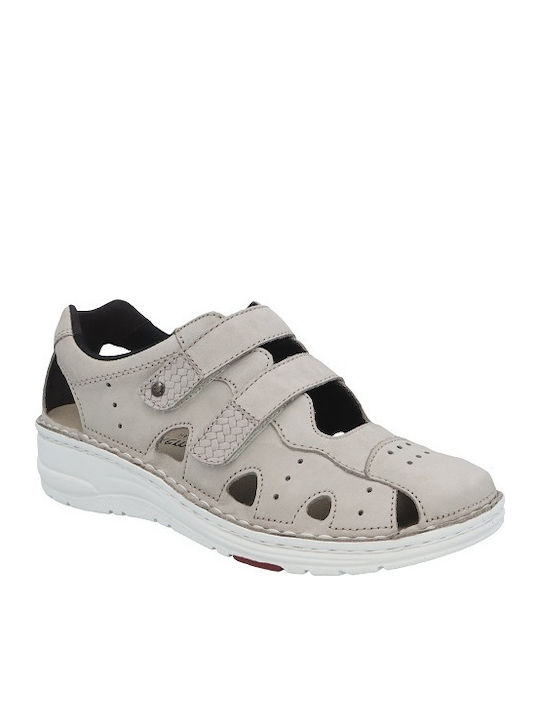 Larena Leather Women's Flat Sandals Anatomic in Gray Color