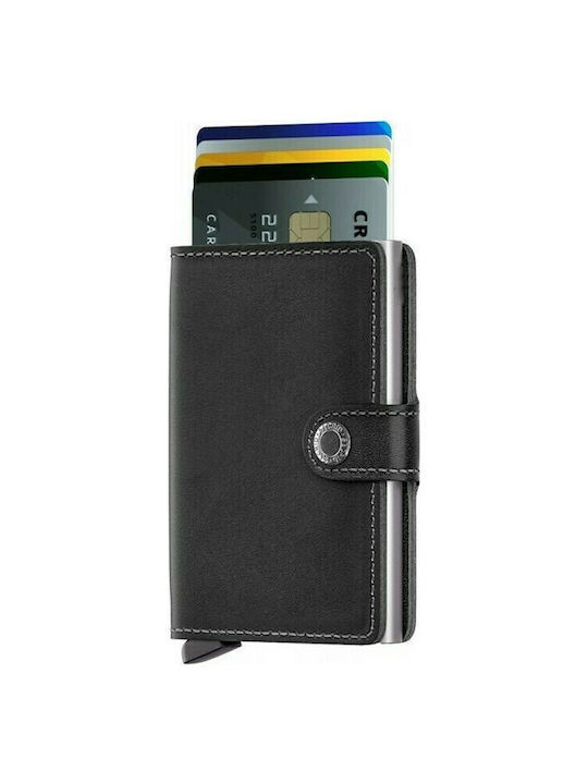 Mohicans Black Line Men's Leather Card Wallet with RFID και Slide Mechanism Black