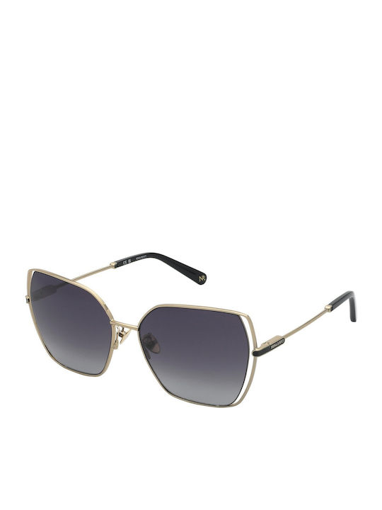 Nina Ricci Women's Sunglasses with Gold Metal Frame and Gray Gradient Lens SNR380 0300