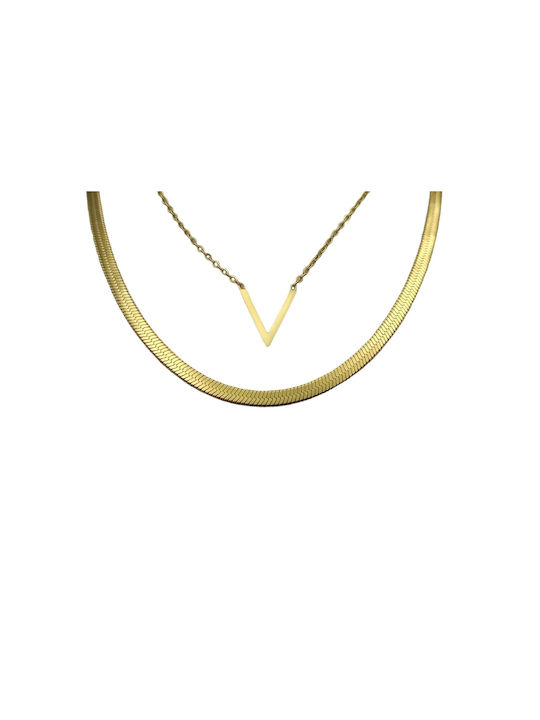 Necklace Double from Gold Plated Steel