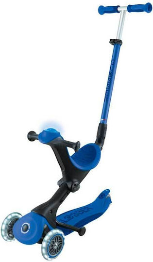 Globber Kids Scooter Foldable Go Up Deluxe 3-Wheel with LED Lighting Blue