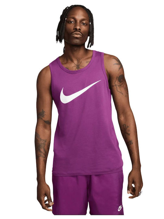Nike Ανδρικό Αθλητικό T-shirt Κοντομάνικο Μωβ