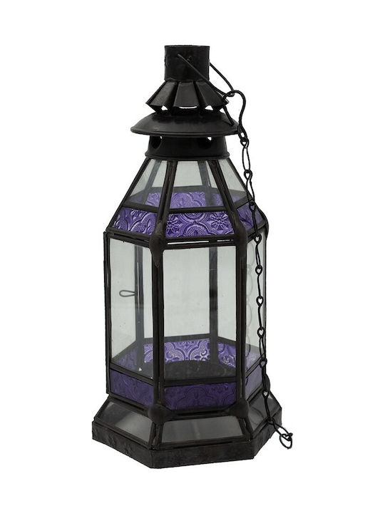 Metallic Lantern with Jami 30x12x12cm Purple