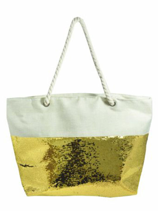 Плажна чанта | 9039 Бяло/Златно