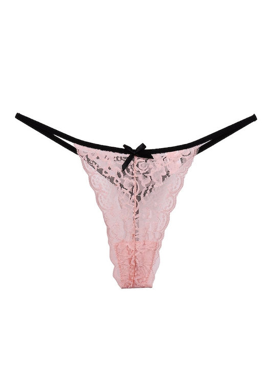 Sexy String mit rosa Spitze Pink