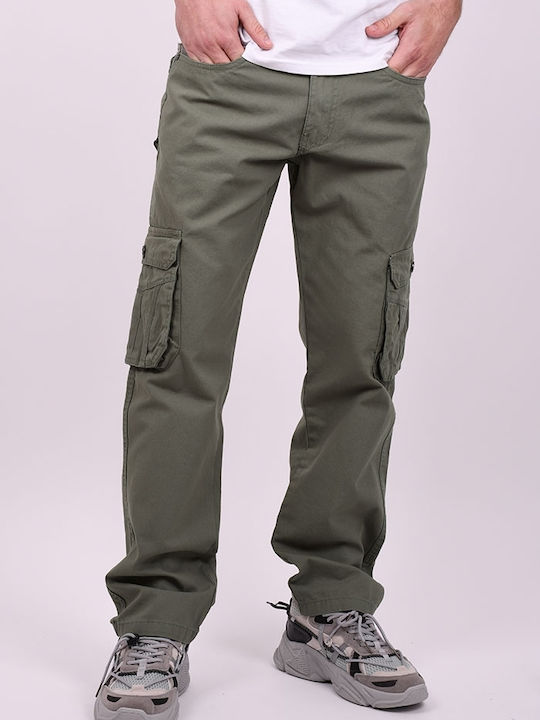 Stoff Cargohose entspannt Khaki