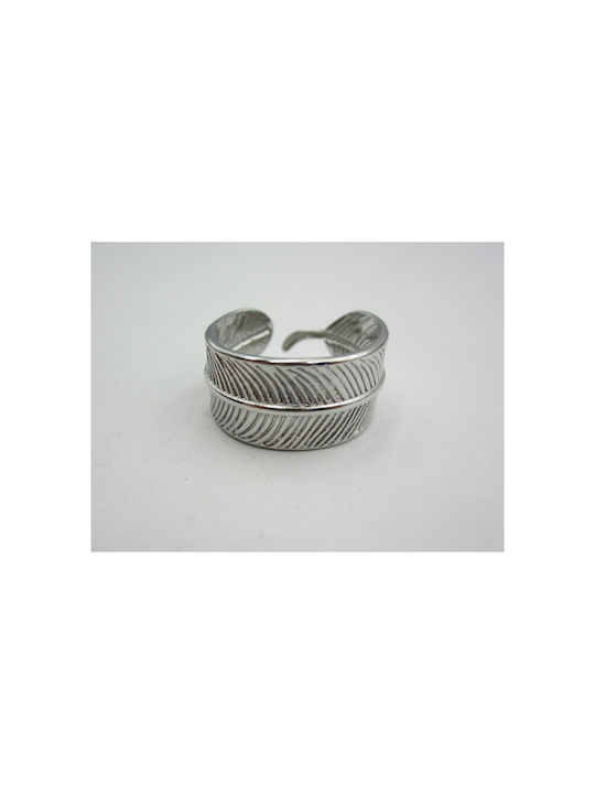 Stainless Steel Leaf Ring Silver 10mm 1pc