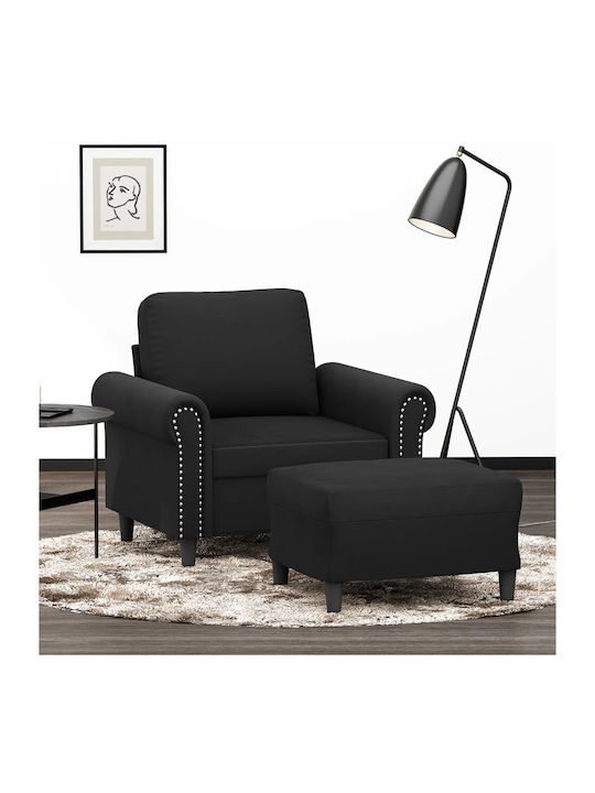 Sessel mit Fußhocker Samt Black 92x77x80cm